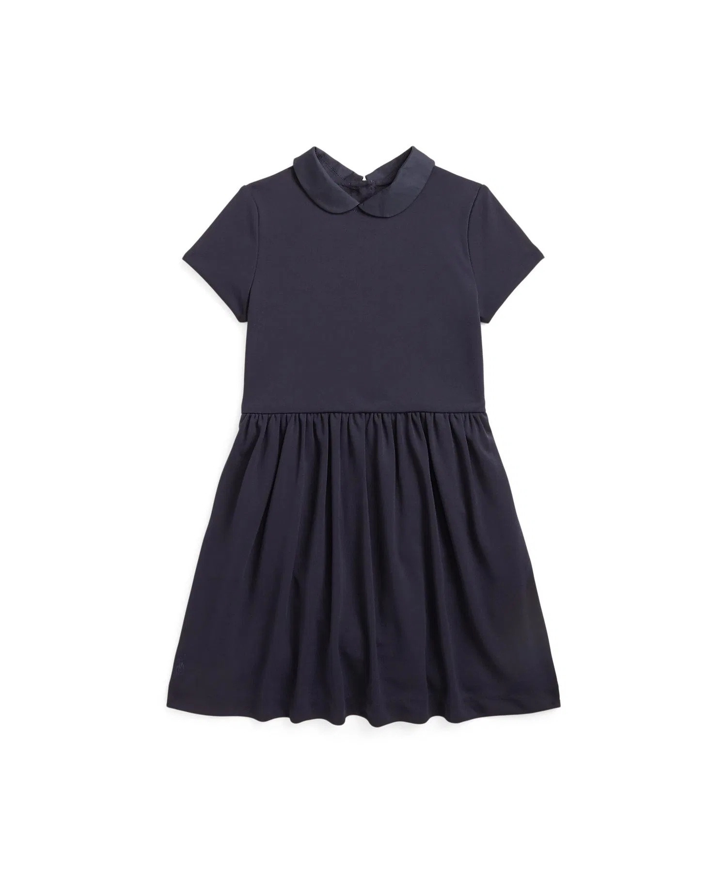 Детское платье POLO RALPH LAUREN CHILDRENSWEAR из полиэстера с вышивкой и воротником тёмно-синего цвета