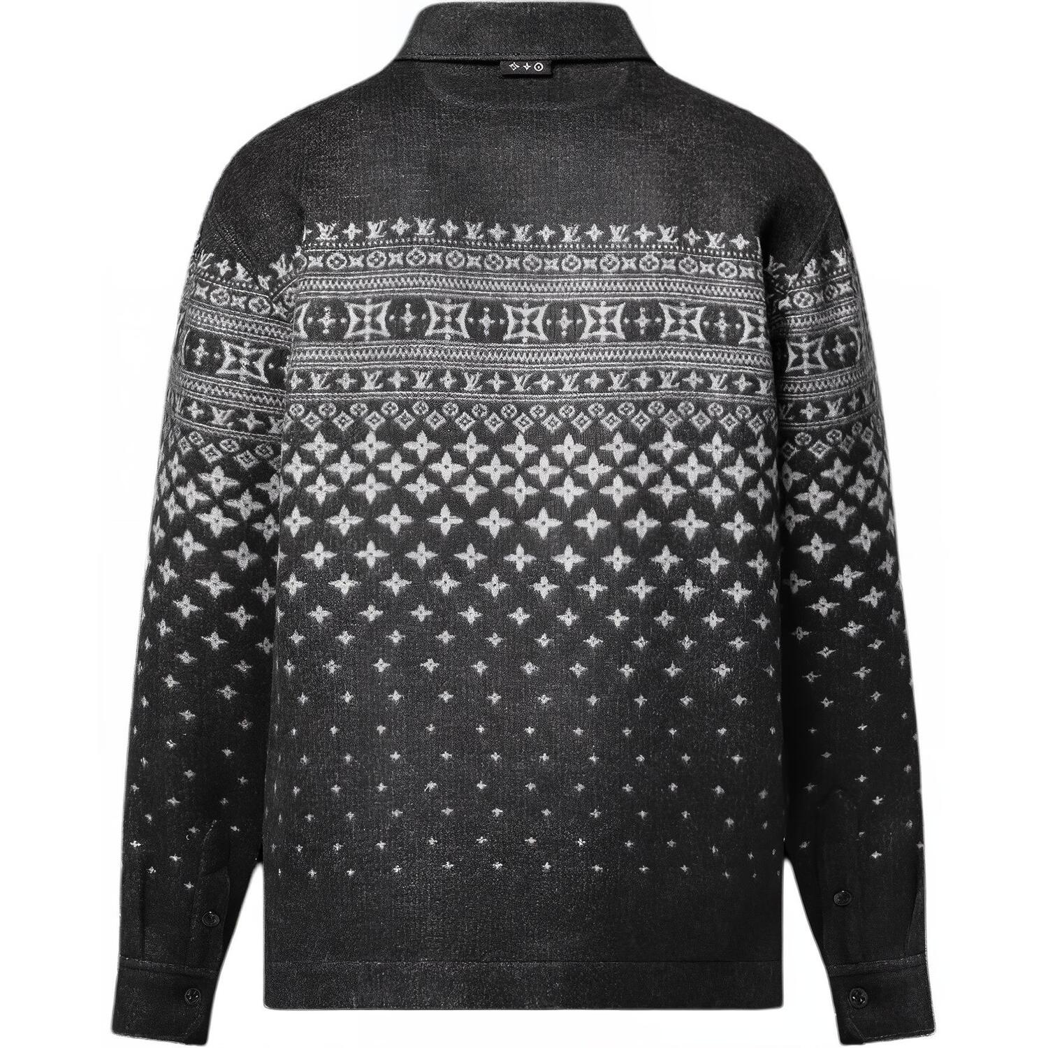 Футболка Lv Silk Cashmere And Wool Blend Double Face Jacquard Overshirt LOUIS VUITTON, черная — фото 3