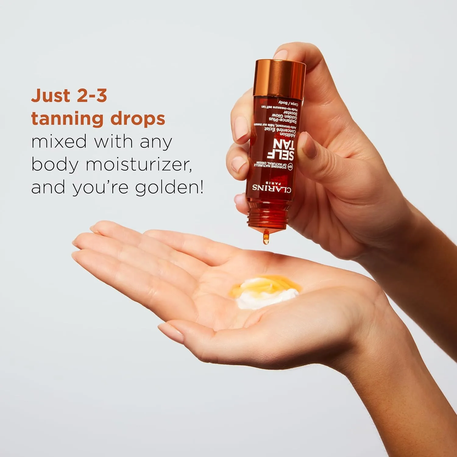 Clarins Self Tanning Body Booster, капли для автозагара для тела, чтобы смешивать с увлажняющим кремом, 30 мл 29,6 мл (1 шт.) — фото 4
