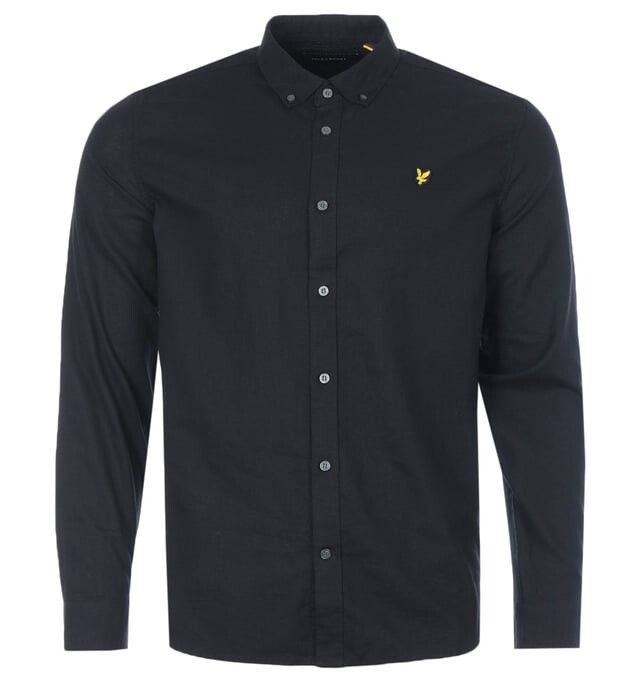 

Рубашка с длинным рукавом из хлопка и льна Lyle & Scott, черный