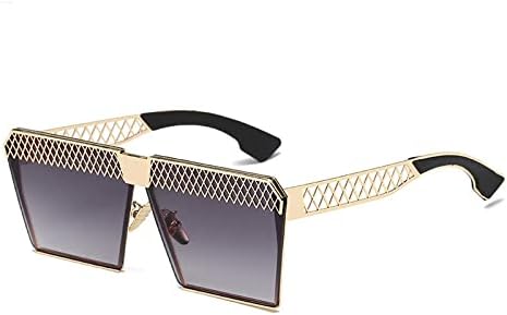 

Большие солнцезащитные очки для женщин и мужчин в стиле ретро, ​​для вождения автомобиля, защита от ультрафиолета UV400, металлические солнцезащитные очки MTZJH, Gold Gray