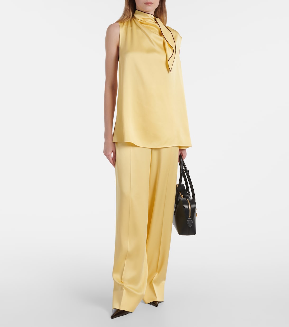 Широкие брюки с высокой талией Stella McCartney, Camomille — фото 2