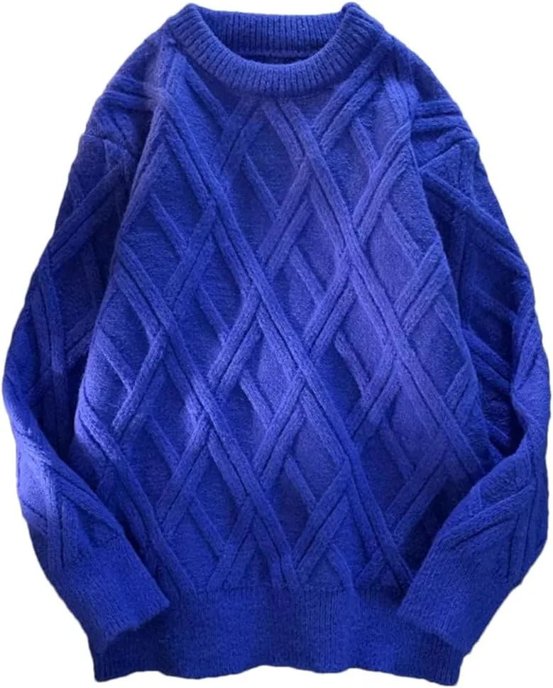 

Мужской свитер с круглым вырезом, свободный, вязаный