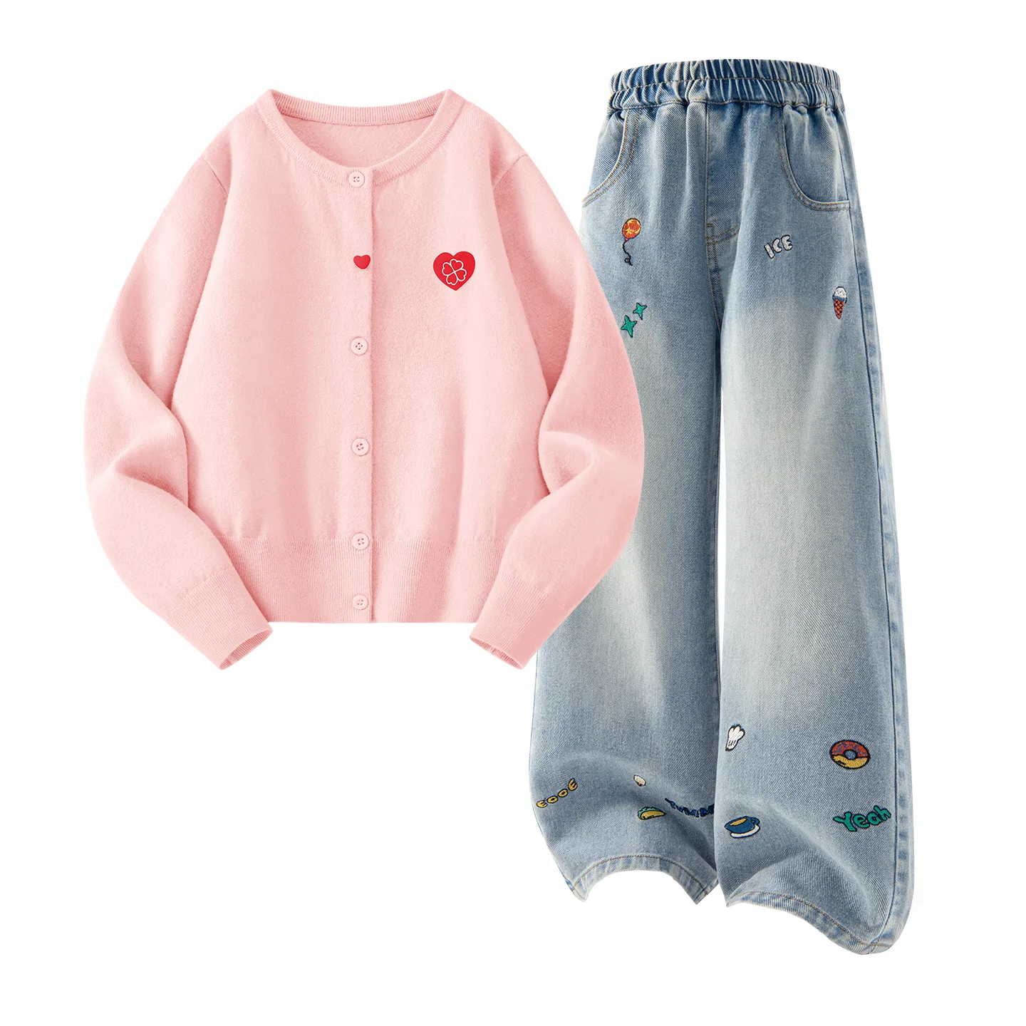 Детская повседневная спортивная футболка с круглым вырезом Disney, Solid Color Pink+Solid Color Denim Blue