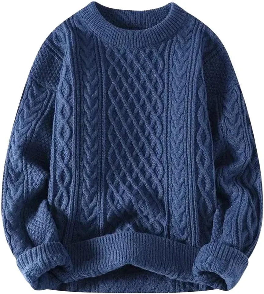 

Мужской вязаный свитер с круглым вырезом