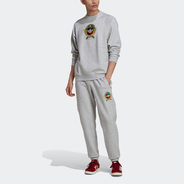 Толстовка adidas originals C Crest Crew team logo Fleece Lined Stay Warm Round Neck Sports Gray, серый — фото 2