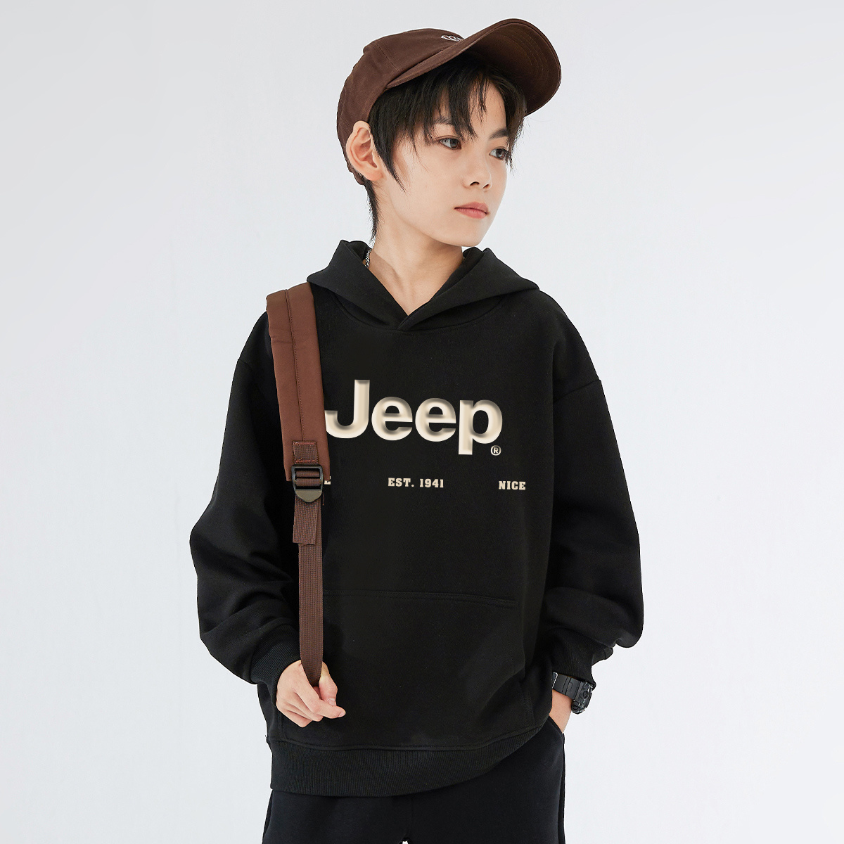 Толстовка с капюшоном Grade School Jeep, new year красный fleece-lined — фото 4