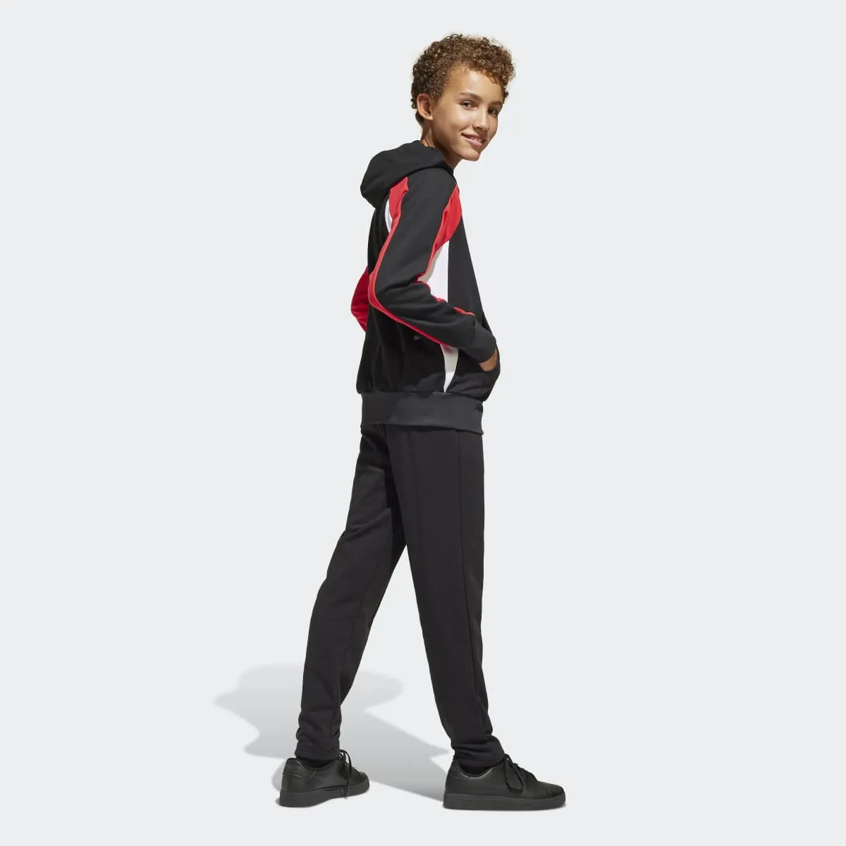 Детский спортивный костюм Seasonal Essentials Colorblock adidas, черный — фото 4