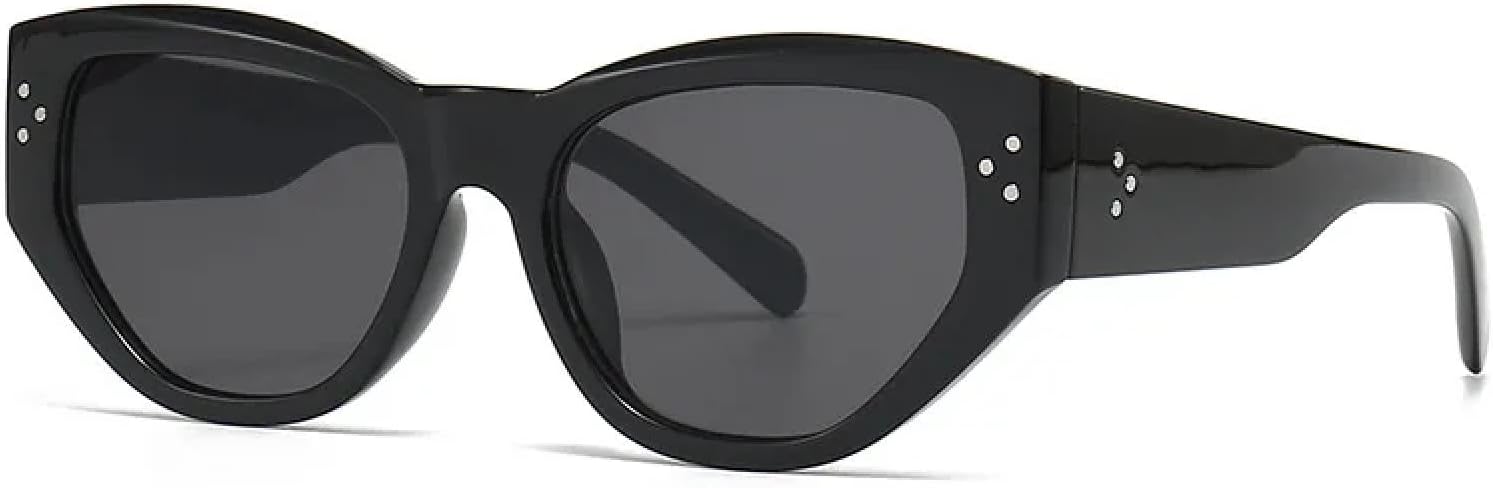 

Модные роскошные солнцезащитные очки «кошачий глаз» с заклепками, женские, винтажные, в крупной оправе, в стиле панк, для женщин, с защитой от УФ-излучения TYUVIVO, Black Black