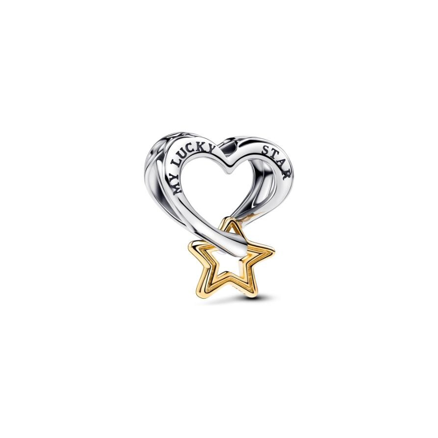 

Шарм Lucky Star & Heart Pandora, двухцветный