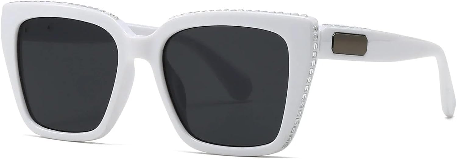 

Роскошные солнцезащитные очки с бриллиантами для женщин и мужчин, модные винтажные солнцезащитные очки в стиле панк, с защитой от УФ-излучения UV400 и кристаллами TKKTLLT, White Black