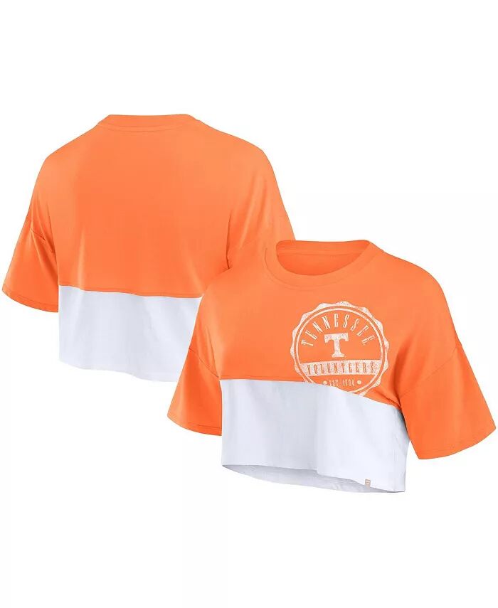 

Женская укороченная футболка с большим значком Tennessee Volunteers оранжевого/белого цвета в стиле колор-блок Fanatics