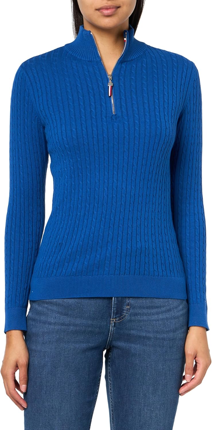 

Женский свитер Tommy Hilfiger с застежкой-молнией 1/4 и воротником-стойкой, True Blue