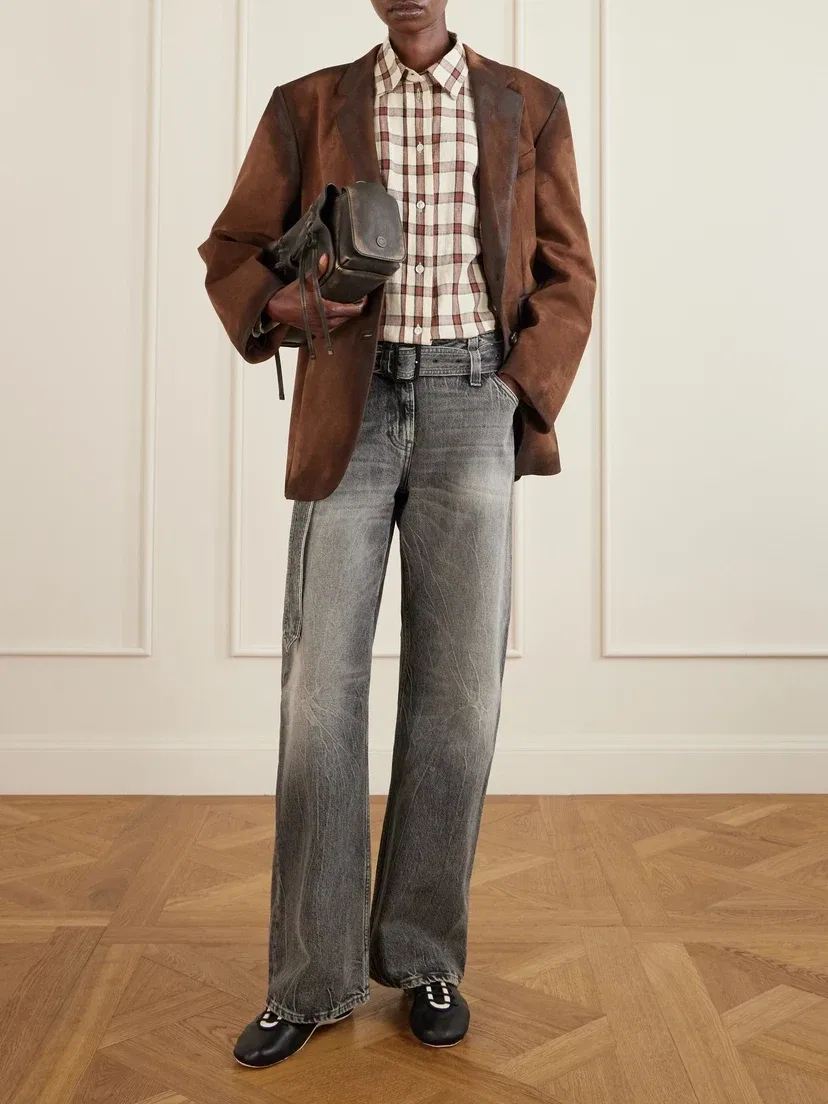 Винтажный замшевый блейзер Acne Studios, коричневый — фото 2