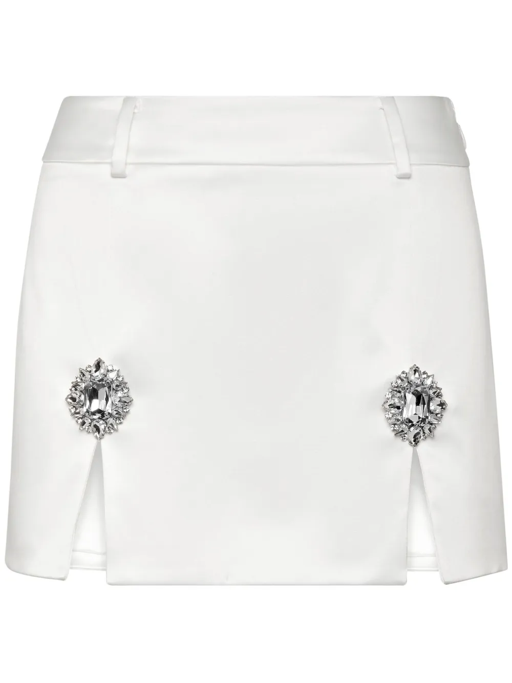 

Атласная мини-юбка с кристаллами Philipp Plein, белый