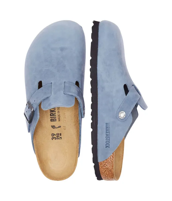 Бостонские мюли, кожаные сандалии Narrow fit Birkenstock, синий — фото 4