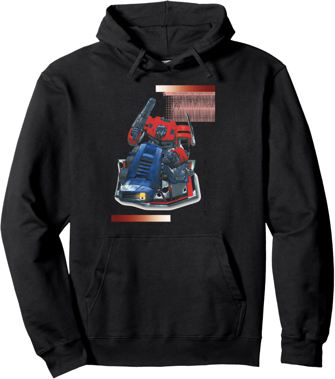 

Американская толстовка Transformers Optimus Prime Japan Kanji Convoy 01, белая, черная (black 19-3911tcx), размер S