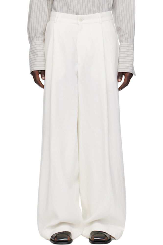 

Брюки со складками цвета «Off-White» Dries Van Noten