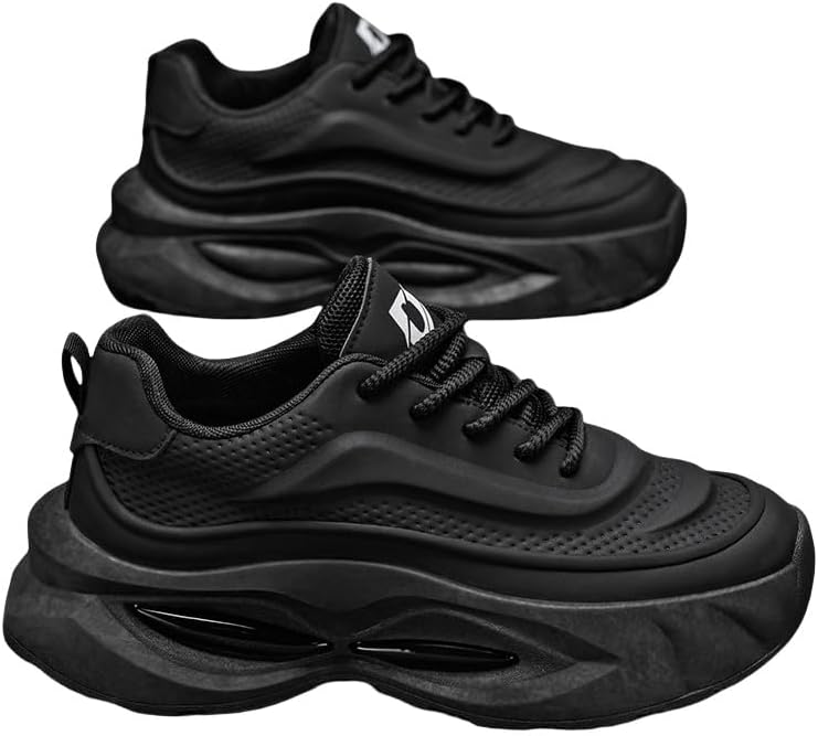 

Мужские легкие спортивные кроссовки с противоскользящей подошвой, молодежная повседневная обувь, модный повседневный стиль с толстой передней шнуровкой Clolinde, черный