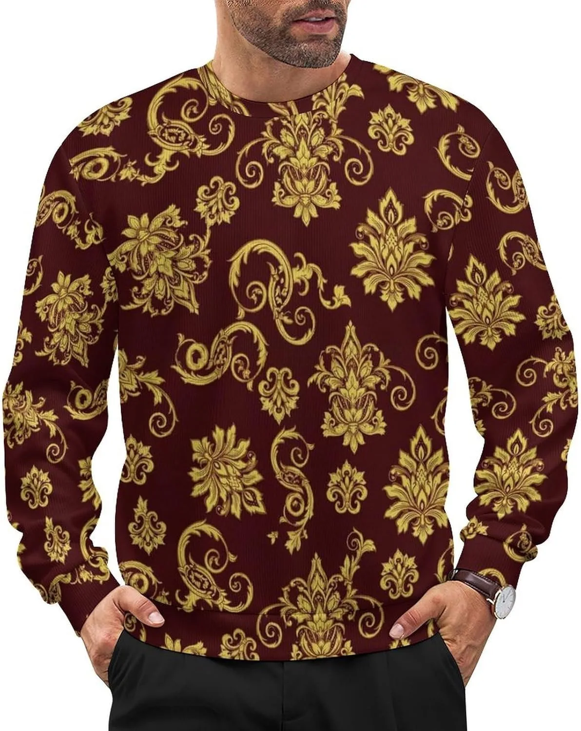 

Мужской классический пуловер с длинными рукавами и круглым вырезом Meaudiwes