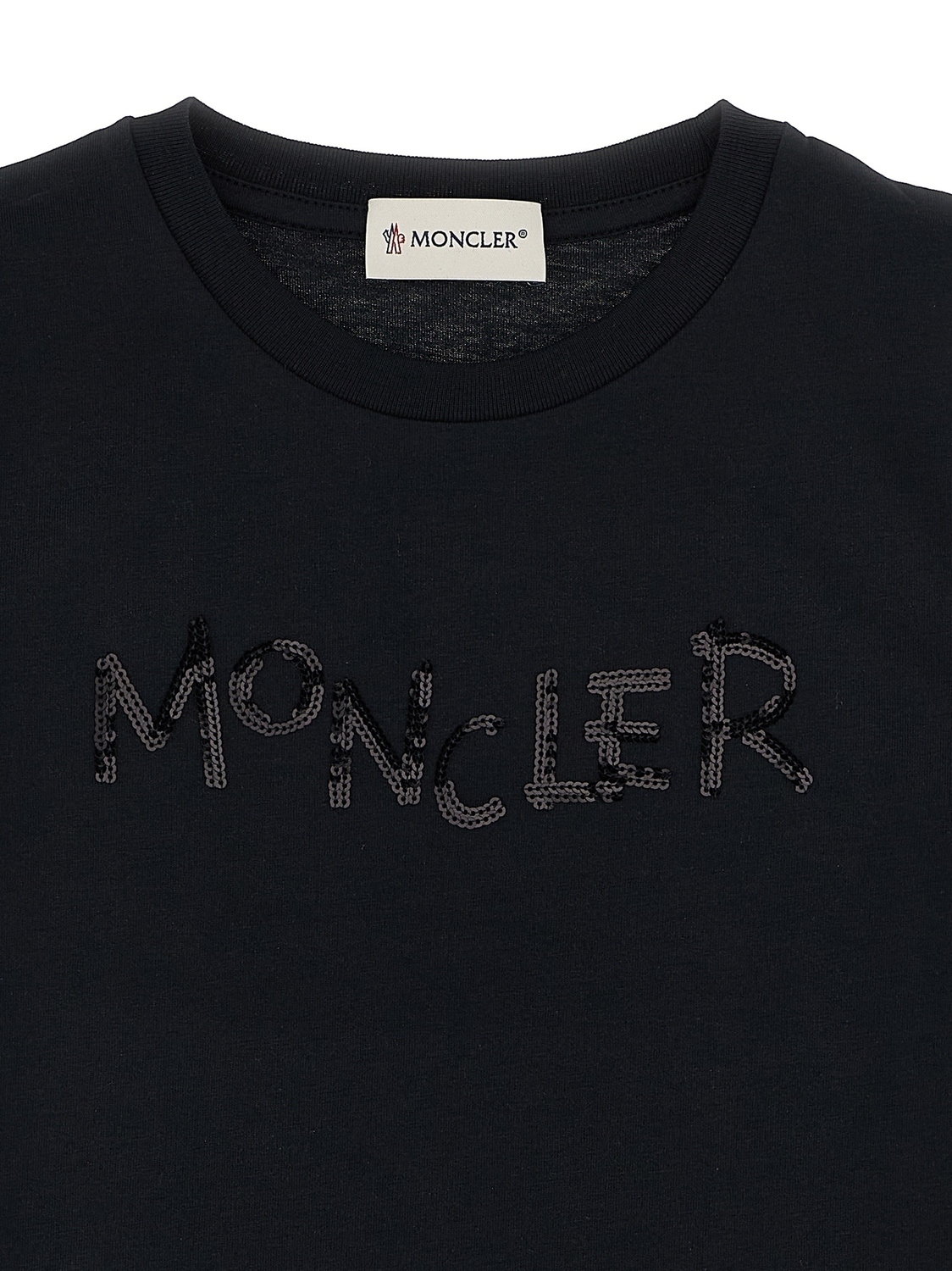 Футболка с логотипом из пайеток Moncler Enfant, черный — фото 3