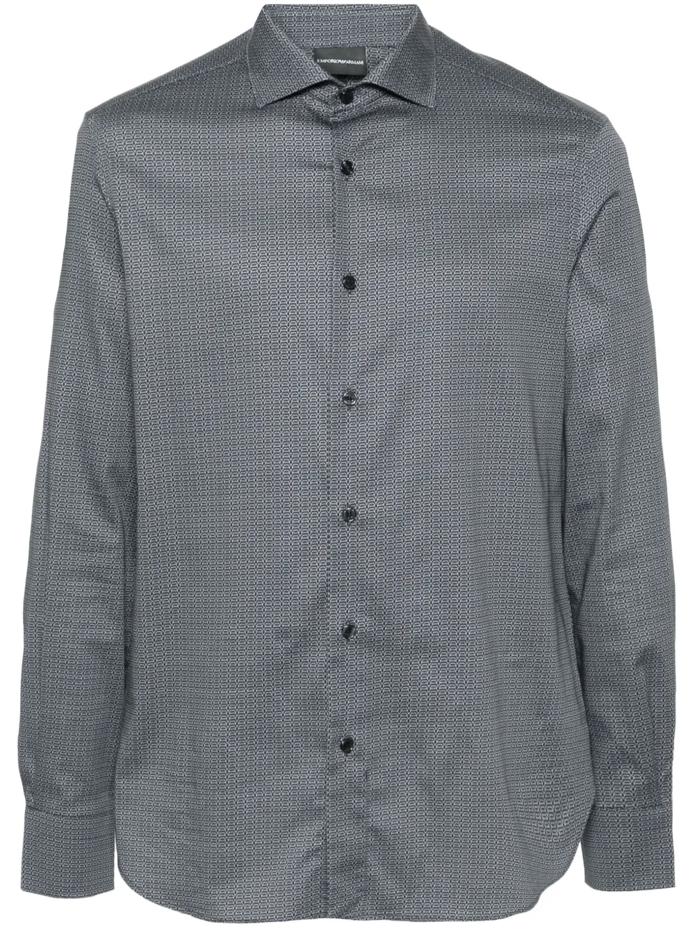 

Поплиновая рубашка с геометричным принтом EMPORIO ARMANI, синий