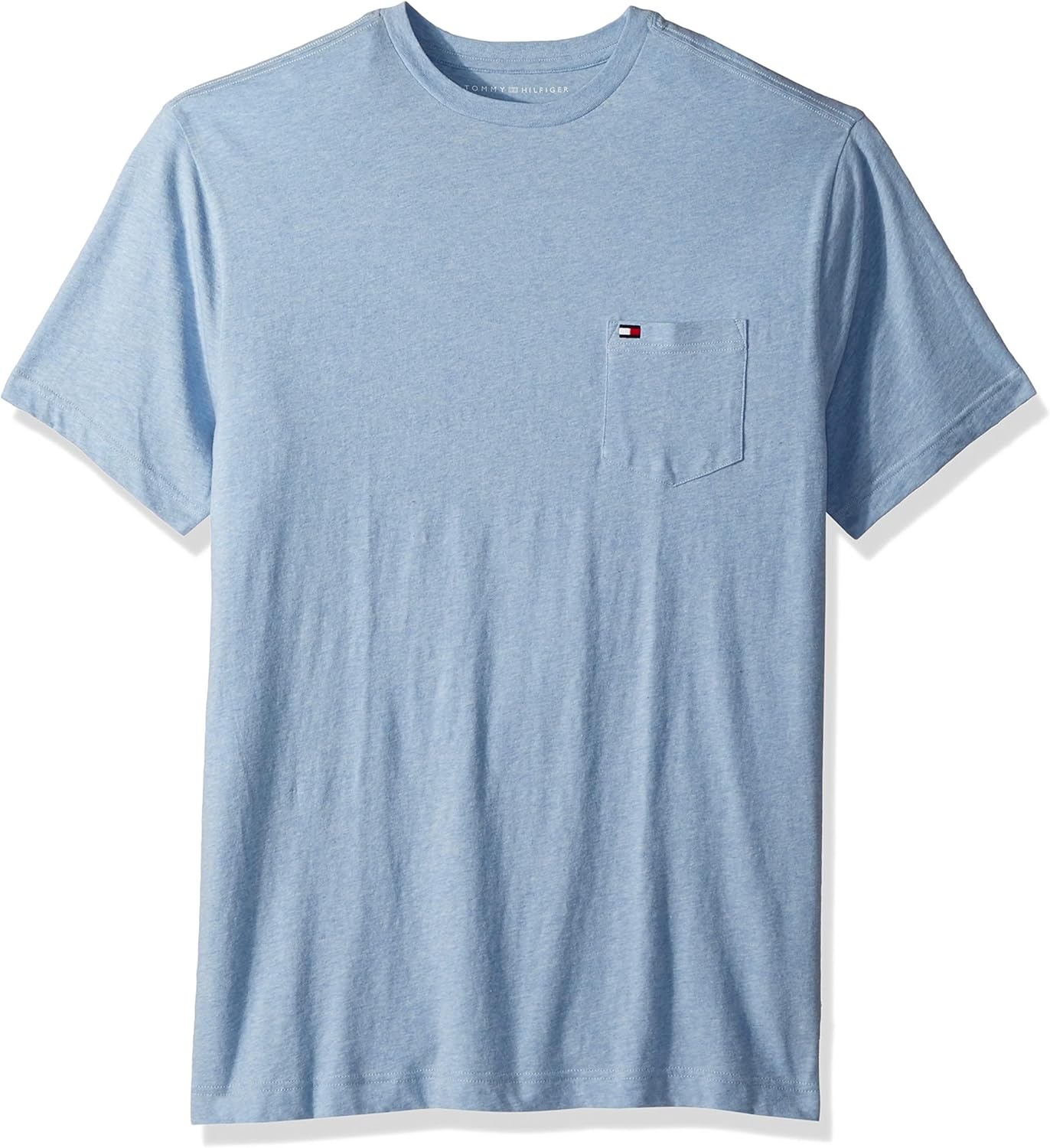 Мужская футболка Tommy Hilfiger Essential из хлопка с коротким рукавом, круглым вырезом и карманом, Malaga Blue Heather — фото 3