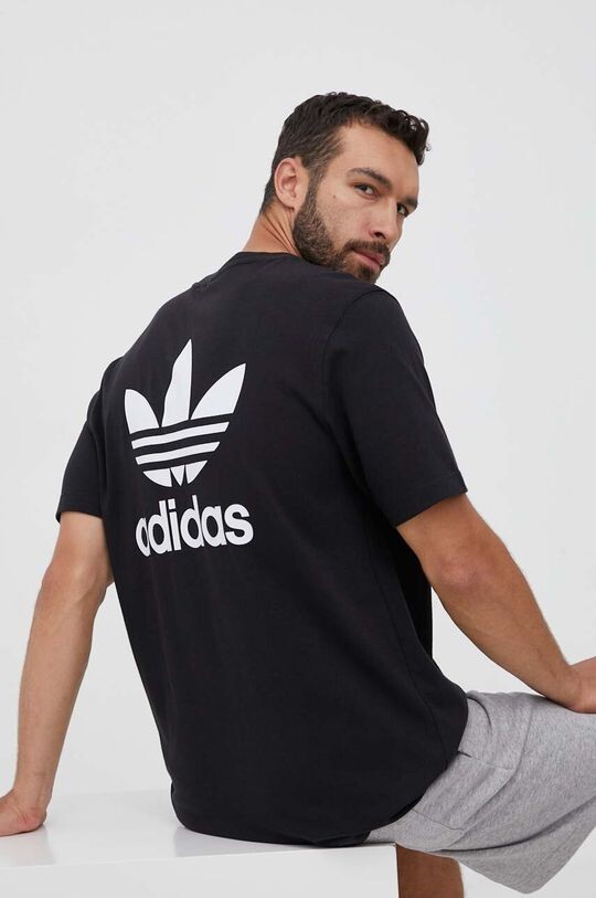 

Хлопковая футболка свободного кроя с трилистником сзади и спереди Classics adidas Originals, черный