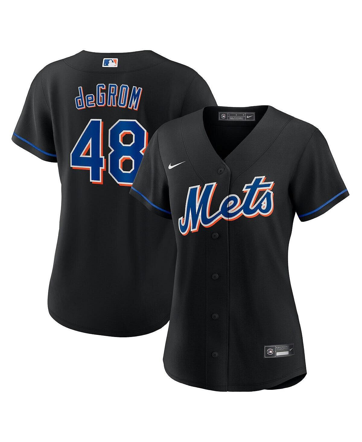 

Женская черная футболка Jacob DeGrom New York Mets 2022, альтернативная реплика Nike, черный