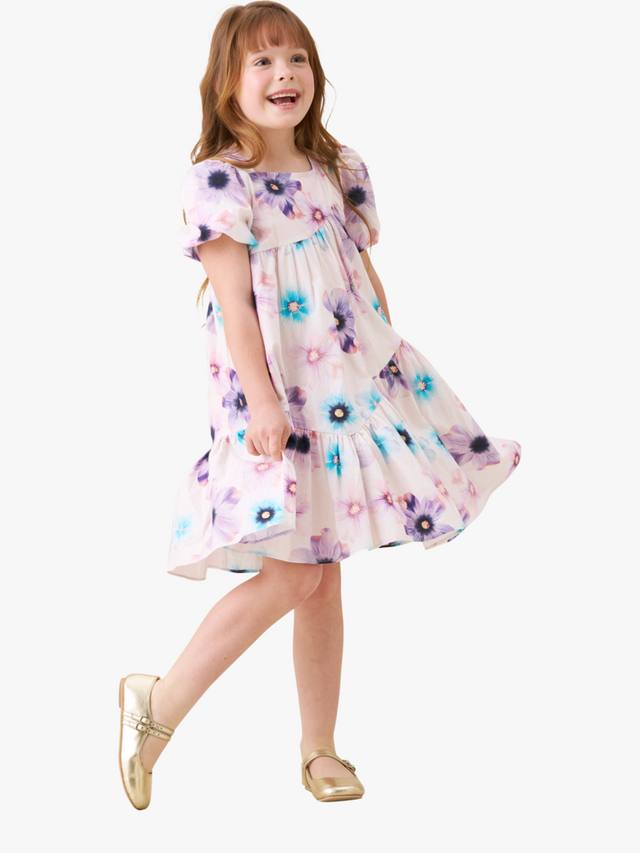 

Детское платье асимметричного кроя с цветочным принтом из хлопка Angel & Rocket, Multi