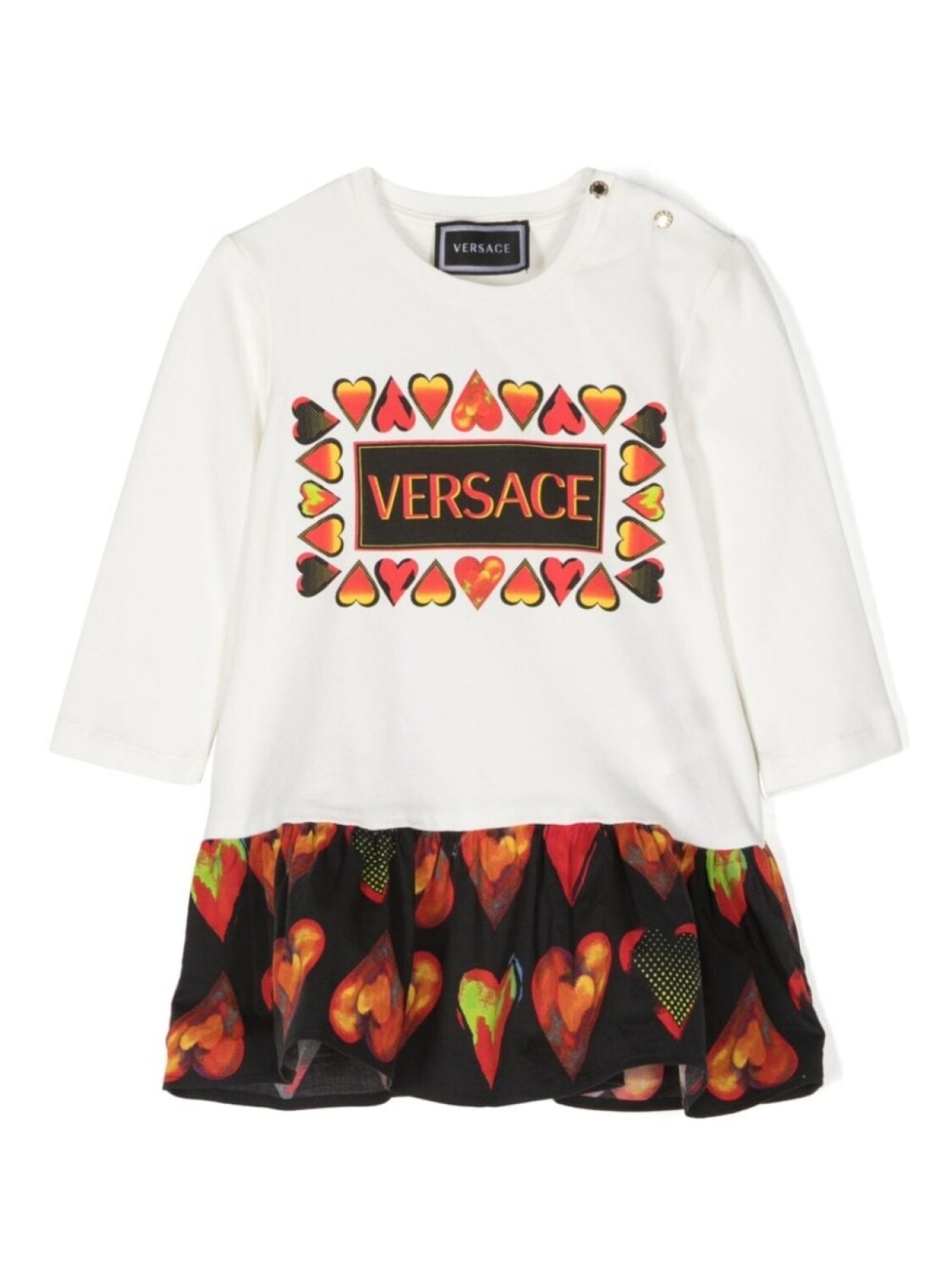 

Платье с принтом в виде сердечек Versace Kids, белый