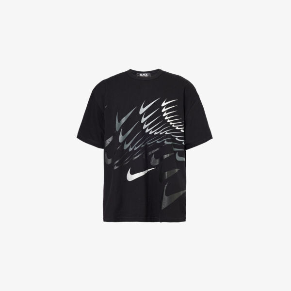 

Футболка из хлопка с графическим принтом Nike Swoosh Black Comme Des Garcon, черный