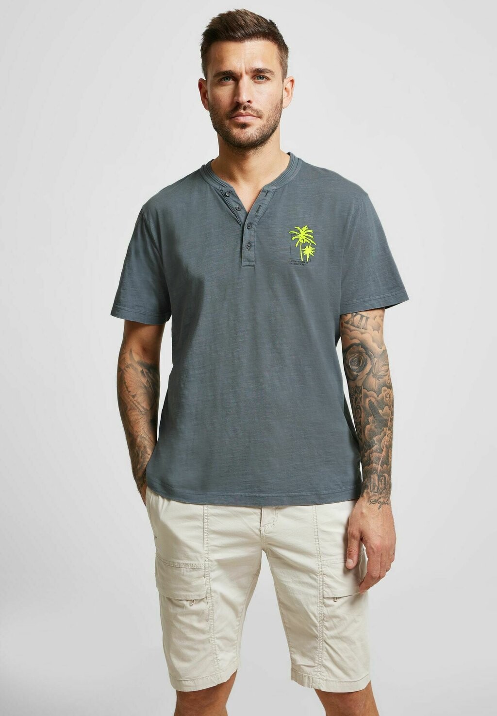 

Футболка с принтом HENLEY IN GARMENT DYE Street One MEN, цвет grau