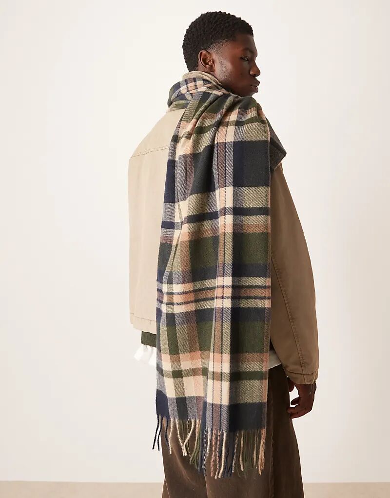 

Тканый клетчатый шарф ASOS DESIGN темно-синего цвета