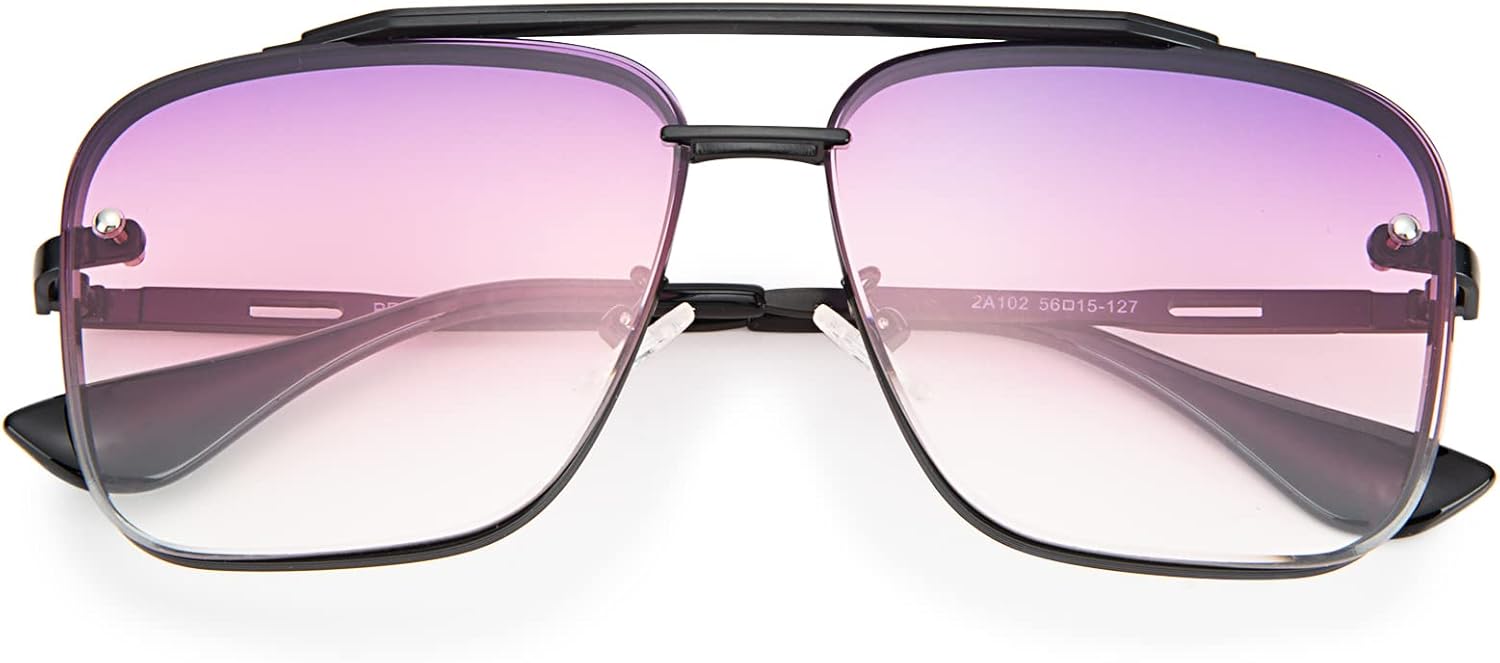 

Ретро-очки-авиаторы квадратной формы с градиентным переходом цвета, модные и стильные, в стиле костюма Тони Старка, солнцезащитные очки для мужчин и женщин Hycredi, Black/Gradient Purple