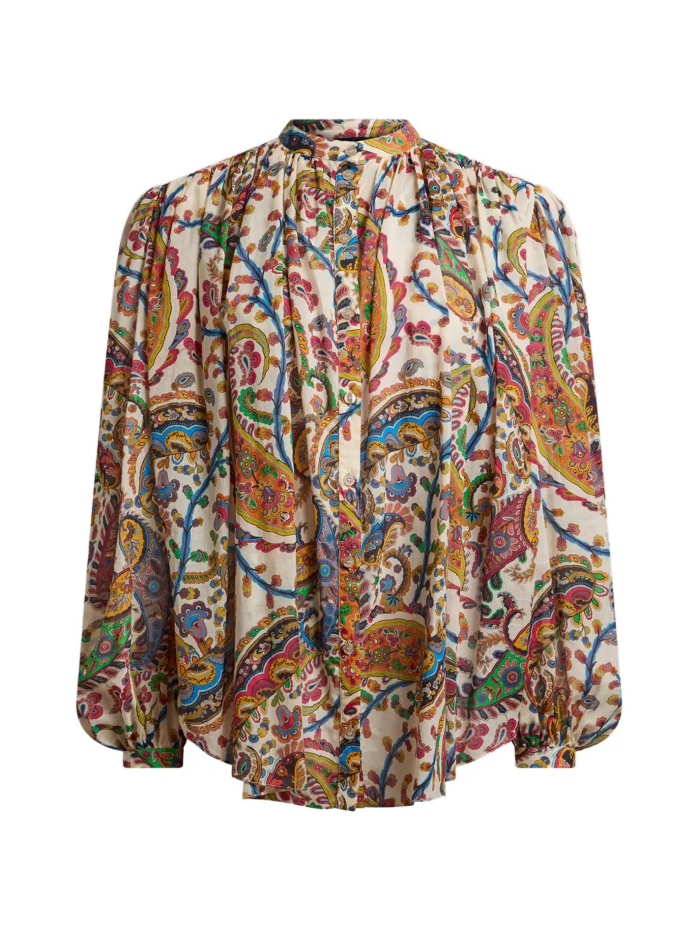

Рубашка с цветочно-пейсли узором и воротником-стойкой Etro, бежевый