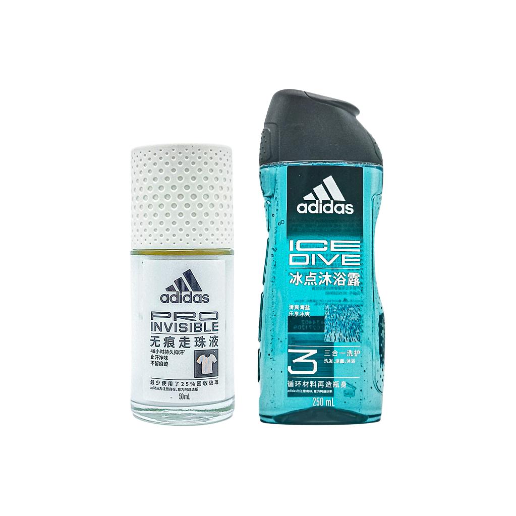 

Классический мужской набор ухода 3 в 1 бесшовный ароматизированный успокаивающий кожу антиперспирант 50 мл + гель для душа 250 мл/600 мл Adidas