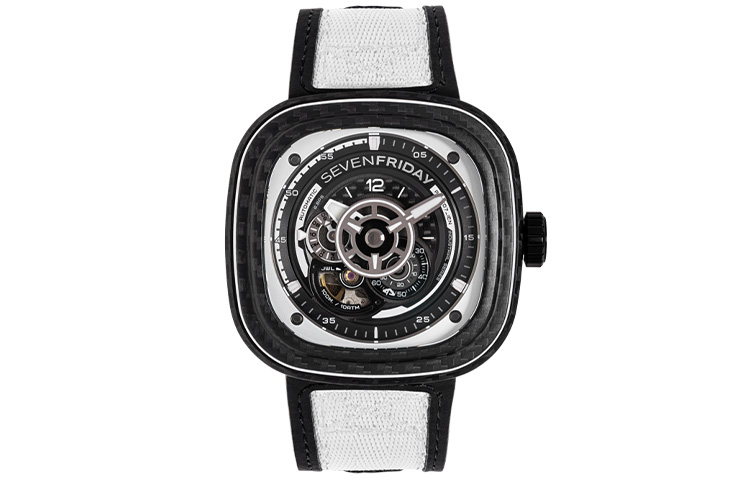 

SEVENFRIDAY Часы P Series Automatic Mechanical Movement Unisex Watch Black Dial Stainless Steel Case Cow Leather Strap, Black Dial P3C/07