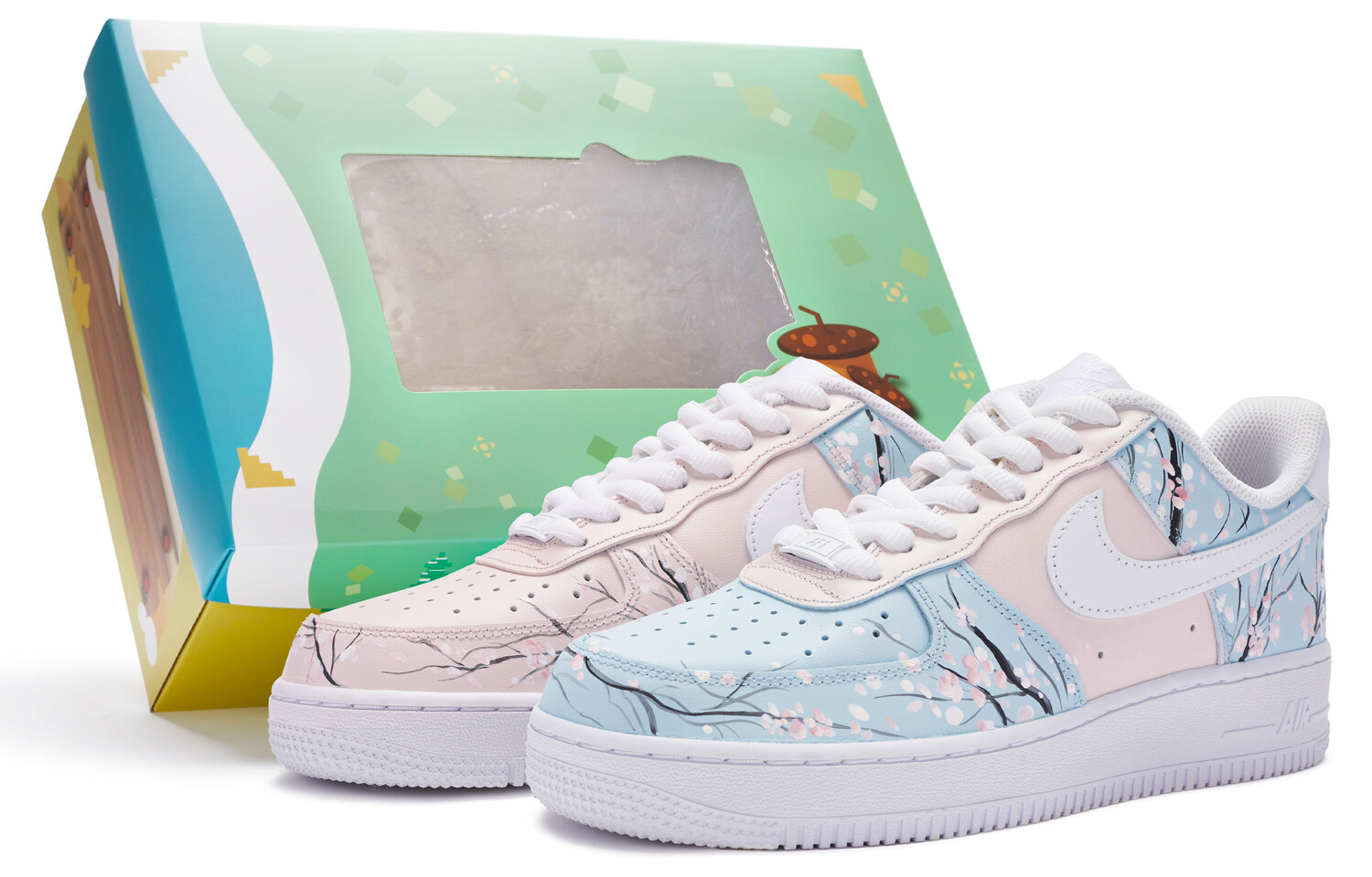

Кроссовки Nike Air Force 1 Skateboard Shoes Men Low-Top White Soft Pink Green Black