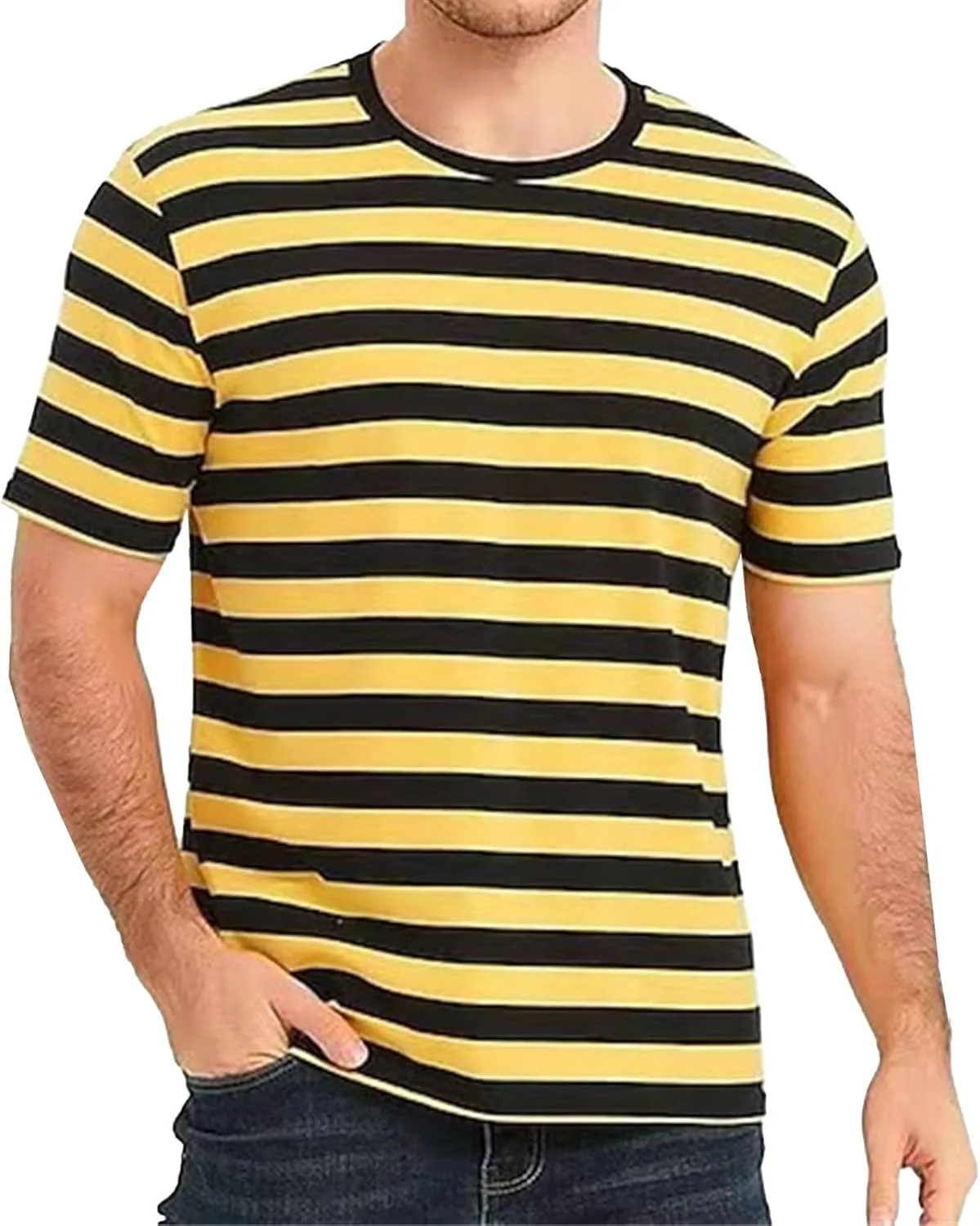 

Мужская полосатая футболка Plus Size с коротким рукавом Maiyifu-GJ