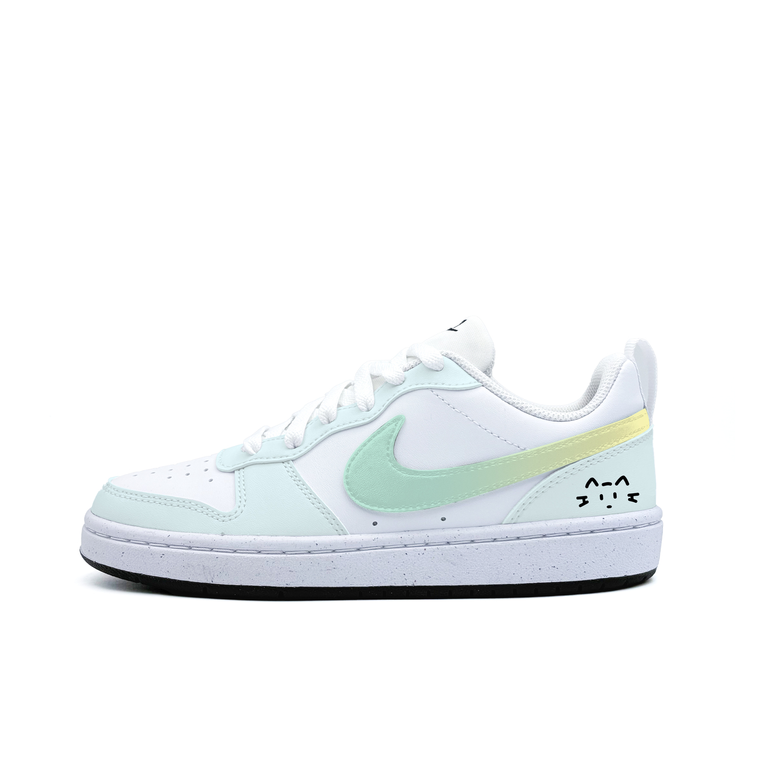 

Nike Court Borough Mint Cat Synthetic Leather Abrasion Resistant Low top Skateboard Shoes Black White Teenagers
