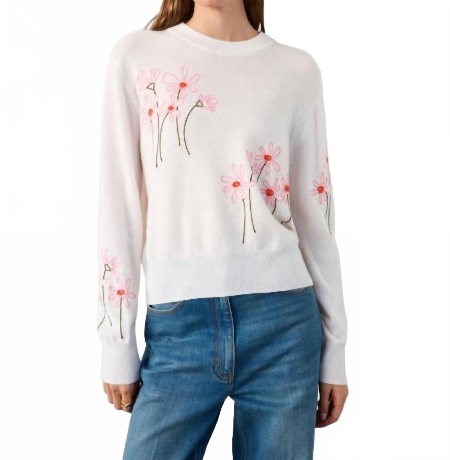 

Футболка с цветочной вышивкой в мягком белом цвете White + Warren