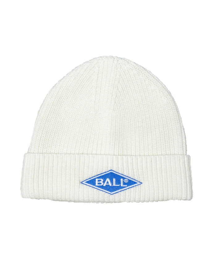 

Стильная шапка бини с вышивкой оптического белого цвета Ball, белый