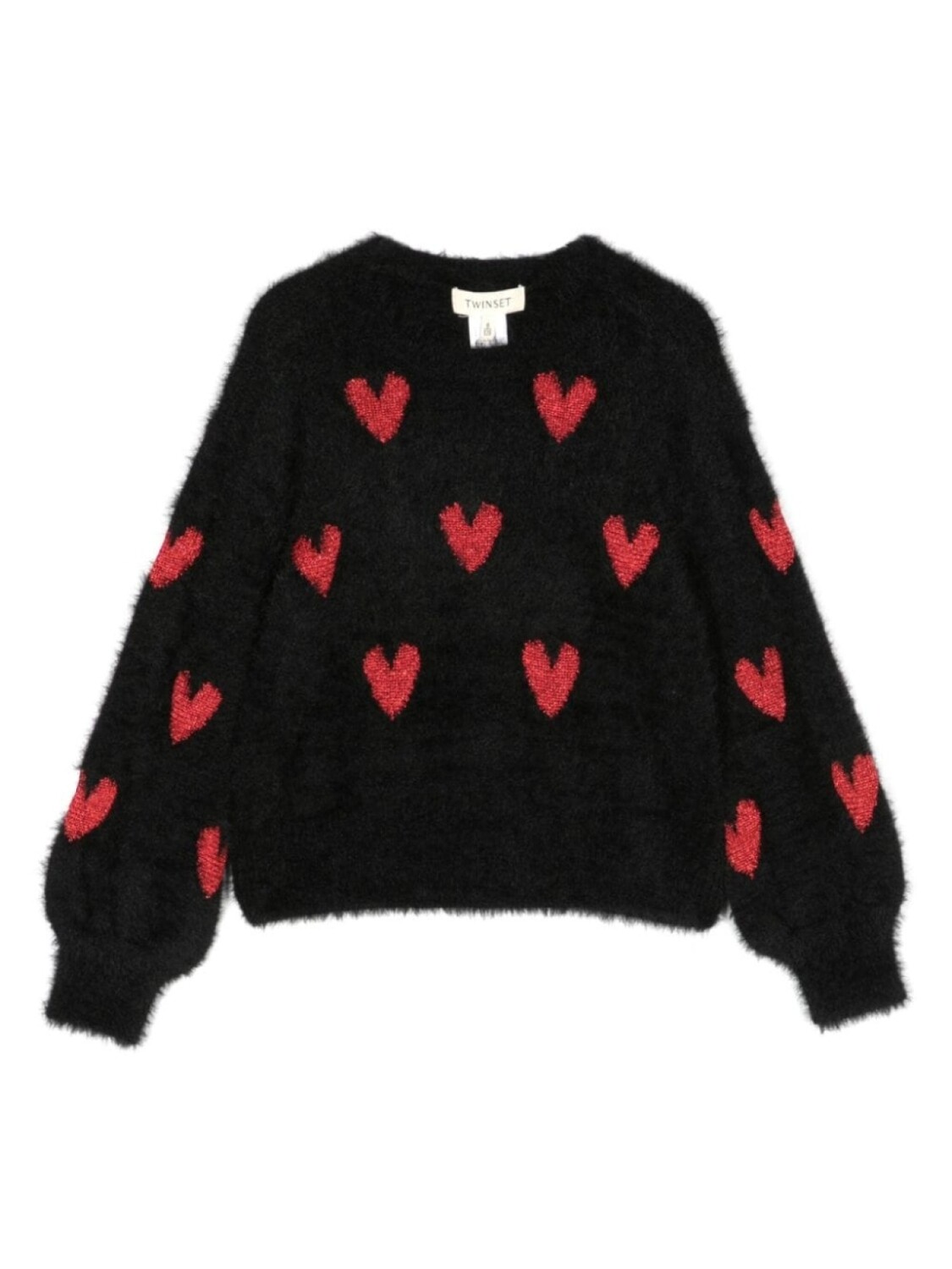 

TWINSET Kids джемпер с круглым вырезом, узорчатый, интарсия, черный