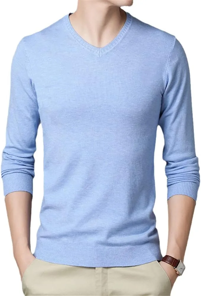 

Мужской тонкий вязаный свитер с V-образным вырезом Youllyuu