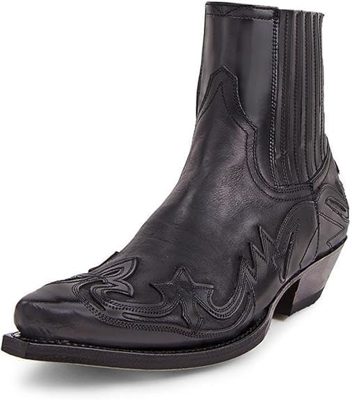 

Мужские ботинки челси, повседневные, в стиле ретро, из искусственной кожи, стильные ковбойские ботинки в западном стиле, без шнурков, до щиколотки Generic, черный