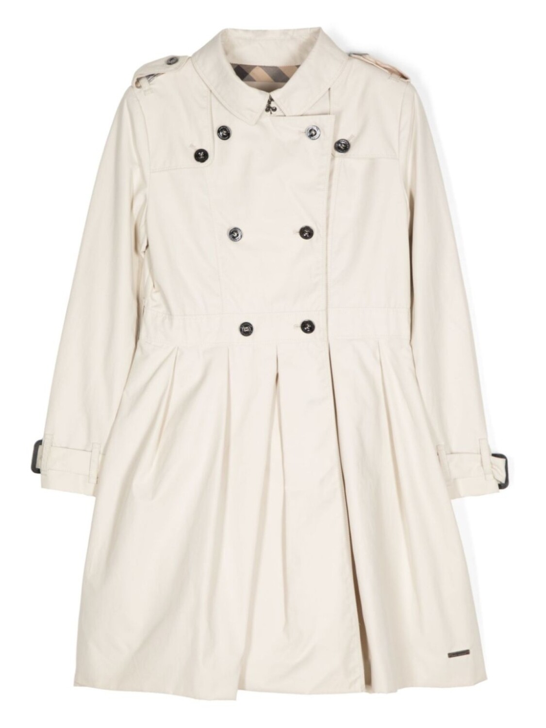 

Burberry Kids двубортное пальто со складками, серый
