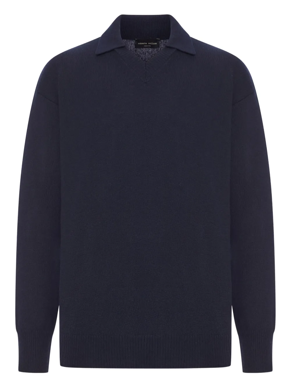 

Шерстяной свитер с воротником-поло Roberto Collina, синий
