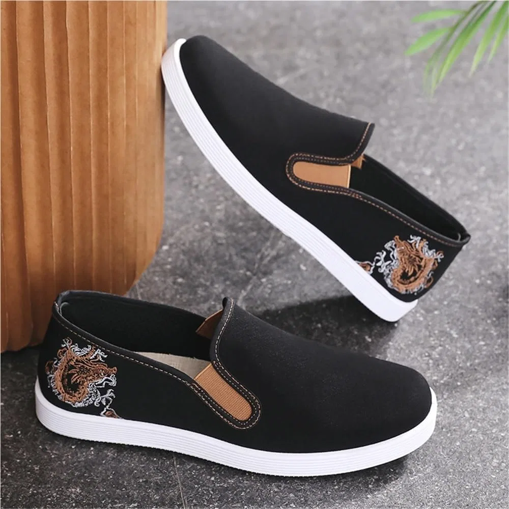 Лоферы мужские с вышивкой, кунг-фу, Black-02 GHAKKE — фото 3