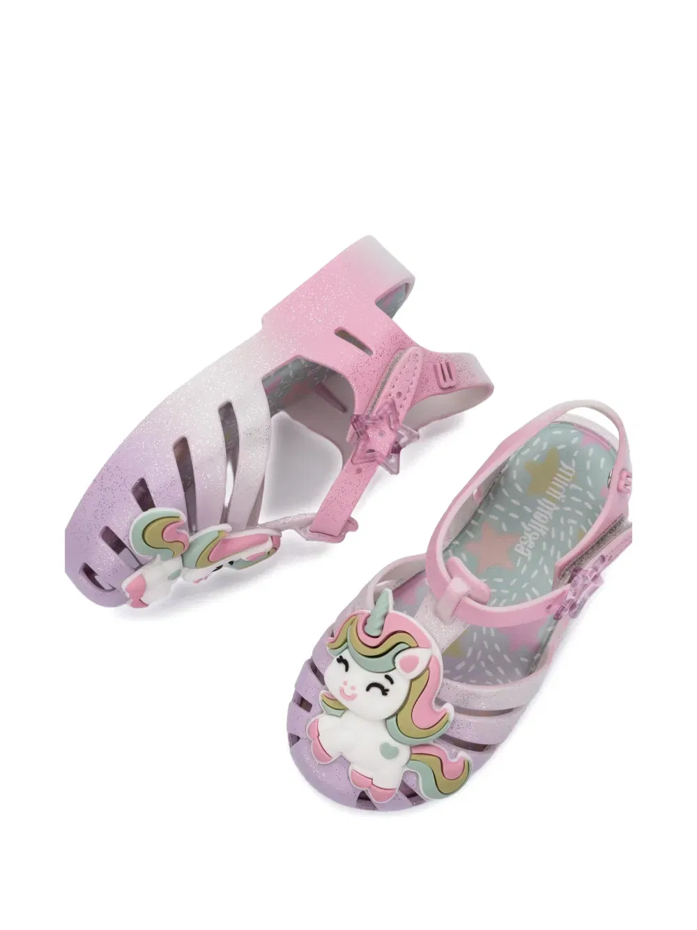 Сандалии с аппликацией в виде единорога Mini Melissa, розовый — фото 2